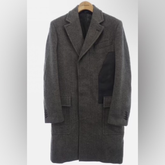 Hermès Émile coat with oversized pocket - wool chevron pattern Made in Italy NWT - Picture 1 of 9